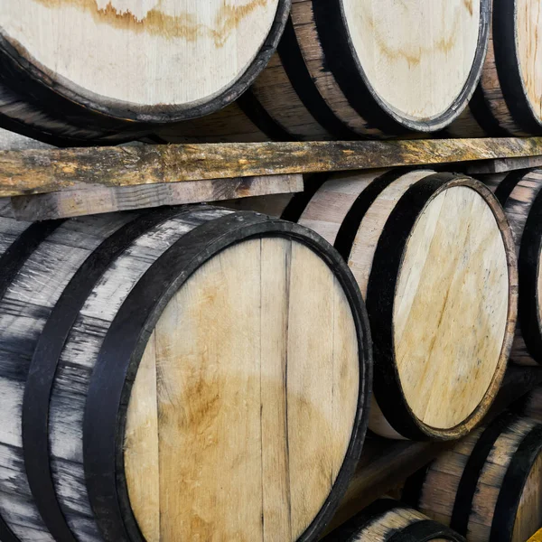 Oak Barrels Stacked Tequila Ready Maturation — 스톡 사진
