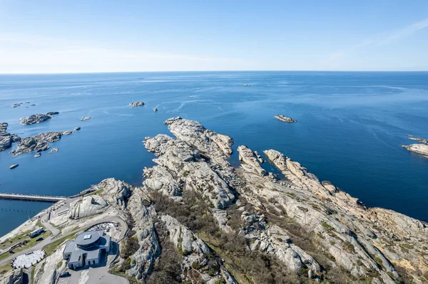Worlds End Norway Seen from the air drone, popular tourist destination