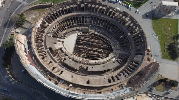 Flygbild Den Berömda Colosseum Vacker Solig Dag Rom Italien — Stockfoto