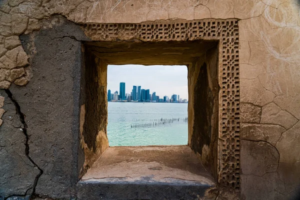 Вид Сучасний Пейзаж Хмарочосами Старого Форту Махер Бахрейн — стокове фото