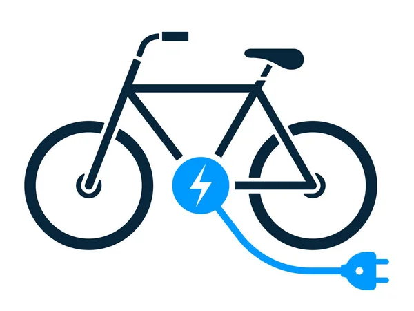 Elektrické Kolo Nebo Bike Nabíjecím Kabelem Zástrčkou Jednoduchá Vektorová Ilustrace — Stockový vektor