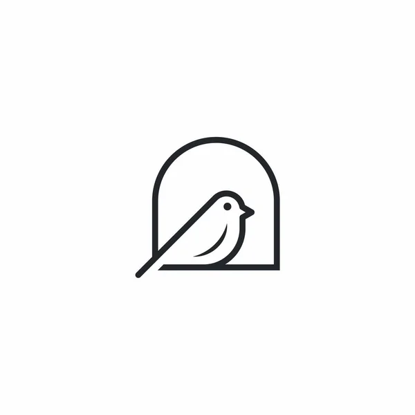 Linha Fina Logotipo Pássaro Simples — Vetor de Stock