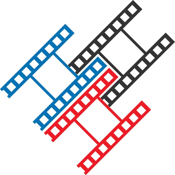 Vector Design Colorful Set Film Strip Logo Illustrations Isolated White — Stock Vector