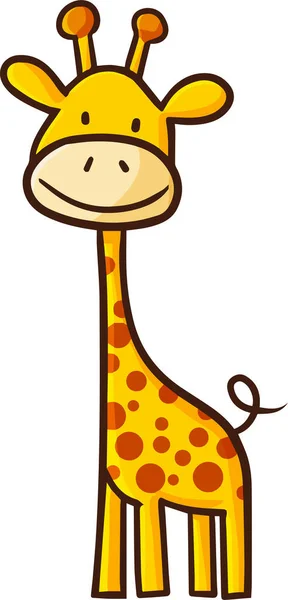 Een Vector Van Giraffe Staand Lachend Geïsoleerd Witte Achtergrond — Stockvector