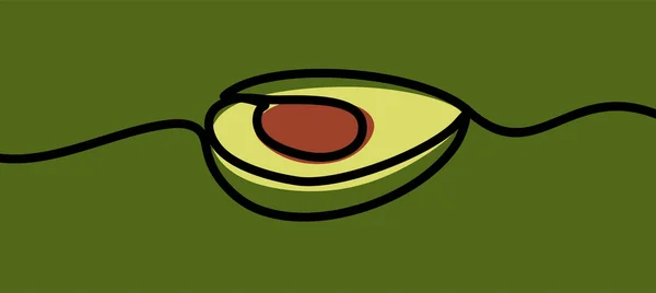 Ein Digitaler Illustrationsvektor Eines Einzeiligen Avocadodesigns Auf Grünem Hintergrund — Stockvektor