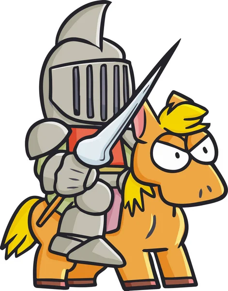 Μια Διανυσματική Απεικόνιση Ενός Ιππότη Στο Άλογο Έτοιμο Πολεμήσει Ένα — Διανυσματικό Αρχείο