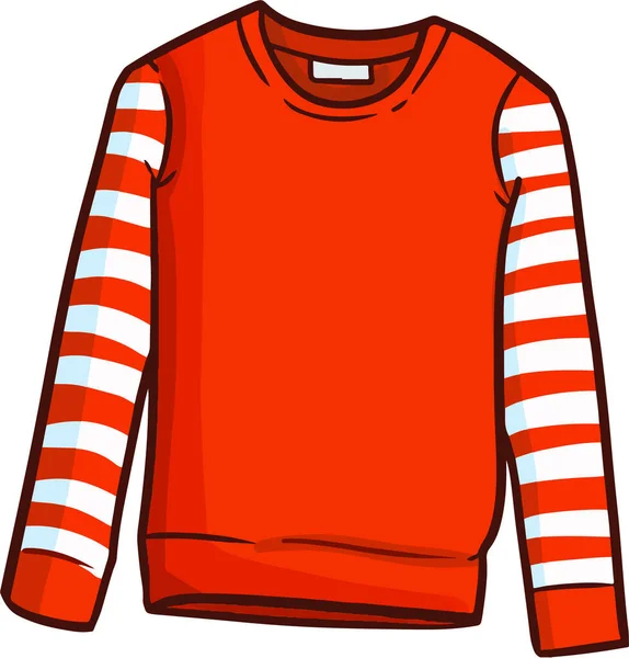 Sebuah Ilustrasi Vektor Dari Sweater Merah Dengan Garis Pada Latar - Stok Vektor
