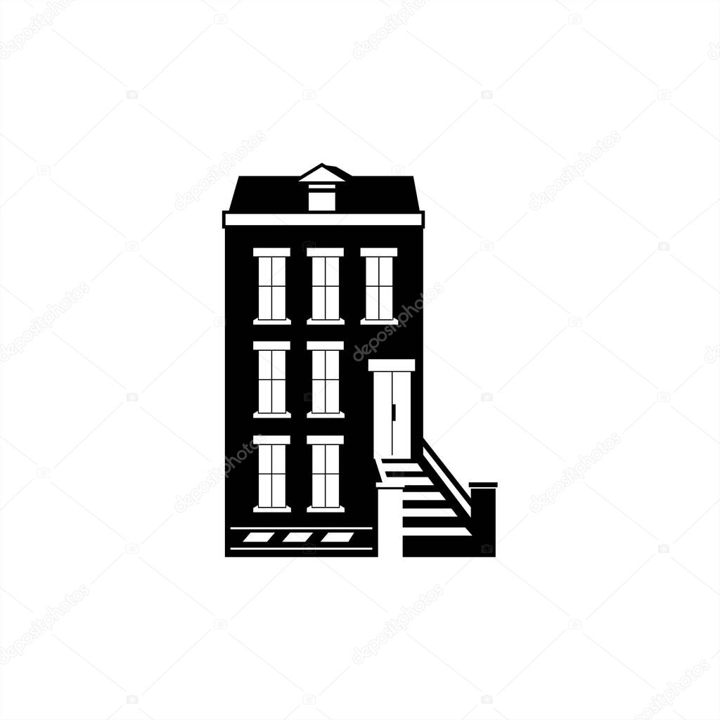 A vector design of a house silhouette for clipart or icon as a supporting image for graphic elements
