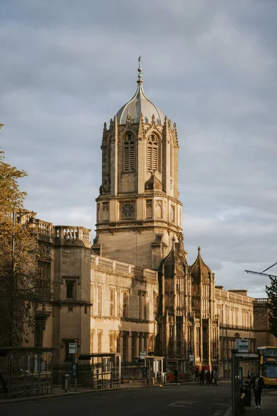 Tom Tower Christ Church College Oxford University Storbritannien Skymningen — Stockfoto