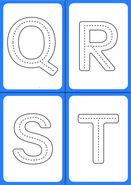 Printable uppercase letters handwriting practice. Large fonts. Layout can be cut into smaller A5 sized individual alphabet cards.