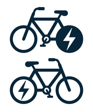 Electric bicycle or e-bike collection - icon vector illustration isolated on white clipart