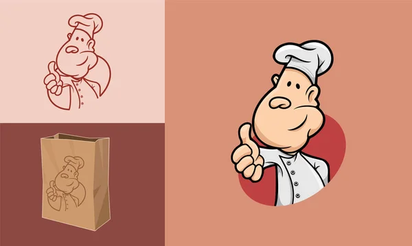 Chef Con Pollici Alzati Adatto Uso Come Logo Design Dell — Vettoriale Stock