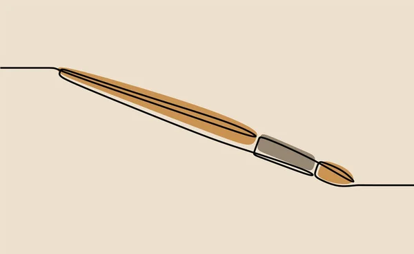 明るい茶色の背景に1本の線画ブラシデザインのデジタルイラストベクトル — ストックベクタ