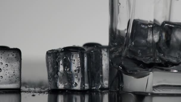 Сірий Знімок Склянки Горілки Льодом — стокове відео