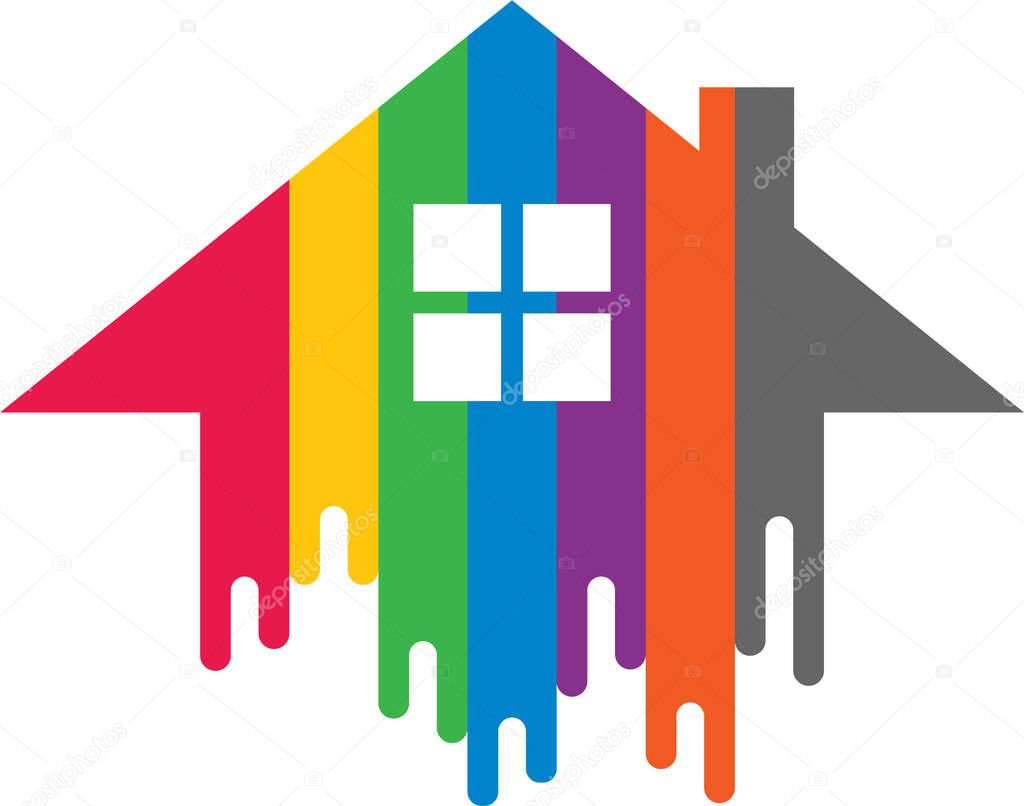 A vector illustration of a house paint logo icon