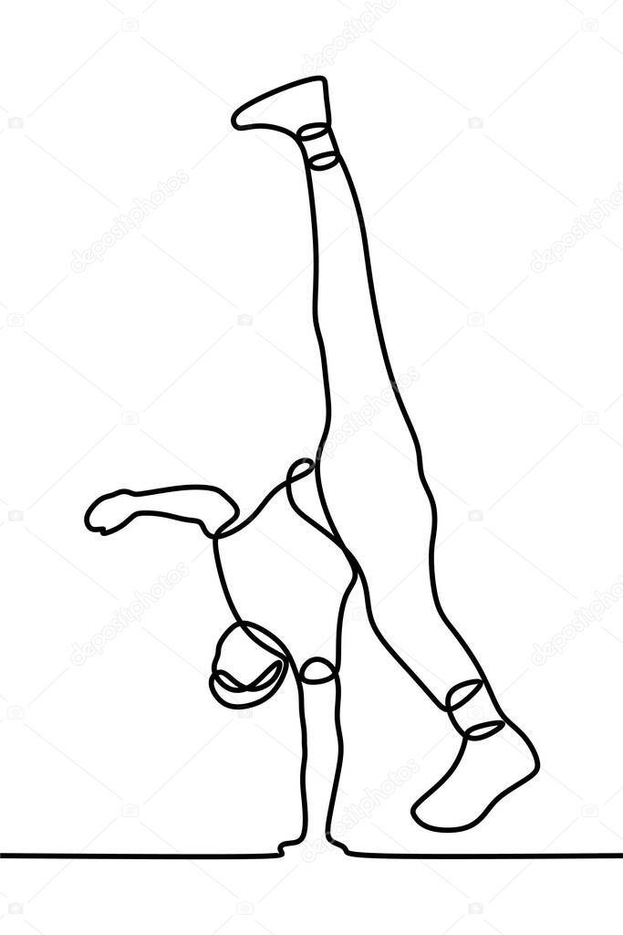 A vector illustration of a man doing a break-dance movements