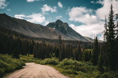 Bulutlu arka planda dağlık bir manzaranın manzarası