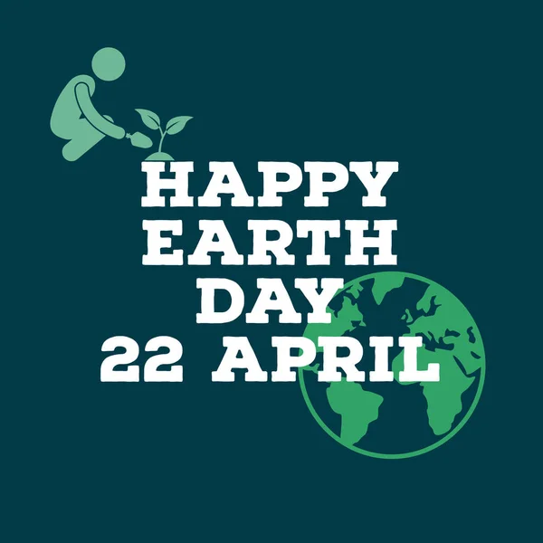 Yazılı Bir Bitki Yeryüzü Simgesi Koyu Yeşil Arka Planlı Mutlu — Stok fotoğraf