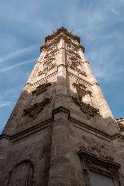 Uma Foto Vertical Baixo Ângulo Torre Santa Catalina Valência Espanha — Fotografia de Stock