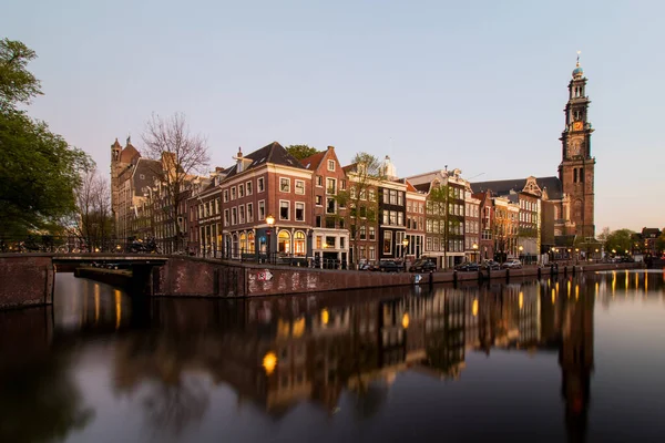 Canal Prinsengracht Amsterdam Pays Bas Avec Fond Clair — Photo