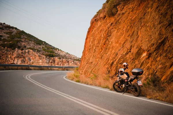Rented Motorbike Road Crete Sunset — Stock Photo, Image