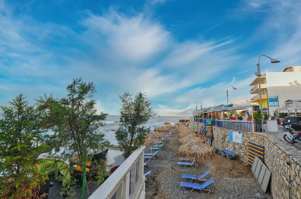 Lunga Spiaggia Nella Città Hersonisos Nell Isola Creta — Foto Stock