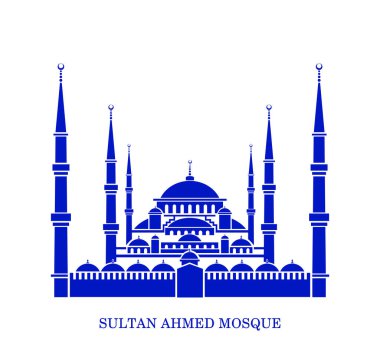 Sultan Ahamed Cami vektör ikonu. Sultan Ahamed Camii mavi vektör çizimi. Mavi Cami simgesi.