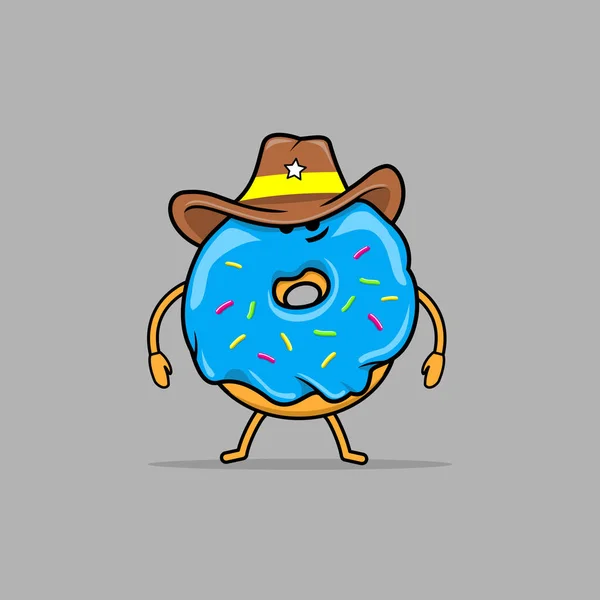 Vector Illustration Cartoon Cowboy Donut — Stock Vector