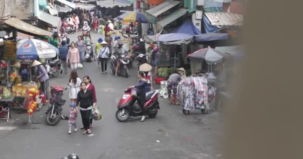 Традиционный Уличный Рынок Хошимине Вьетнам — стоковое видео
