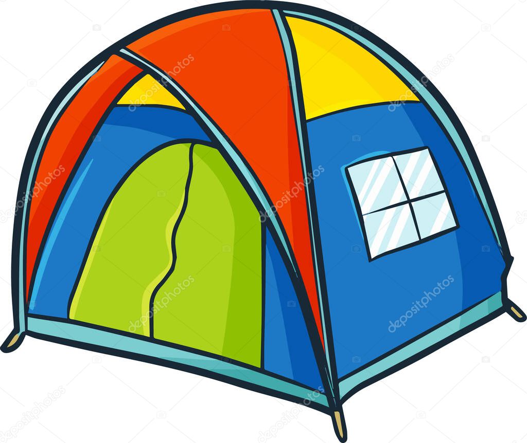 A vector illustration of a cool, colorful tent isolated on a white background