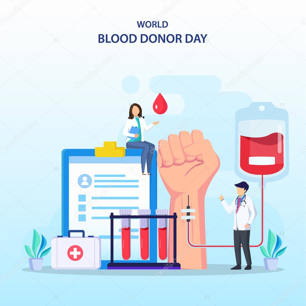 A vector illustration of a person donating blood, the concept of the blood donor day