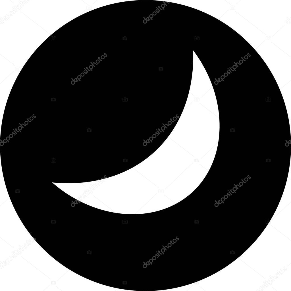 A vector illustration of a half moon in a black circle