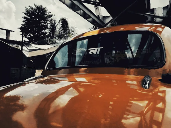 Крупным Планом Сверху Оранжевый Volkswagen Beetle — стоковое фото