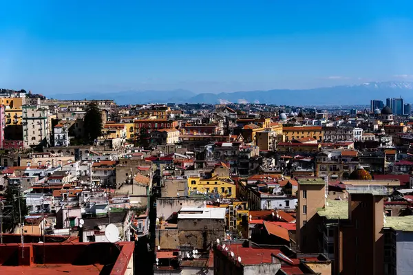 Een Hoge Hoek Opname Van Moderne Gebouwen Napoli Italië — Stockfoto