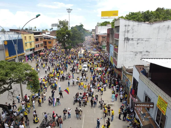Вид Воздуха Толпу Время Демонстрации Кали Колумбия — стоковое фото