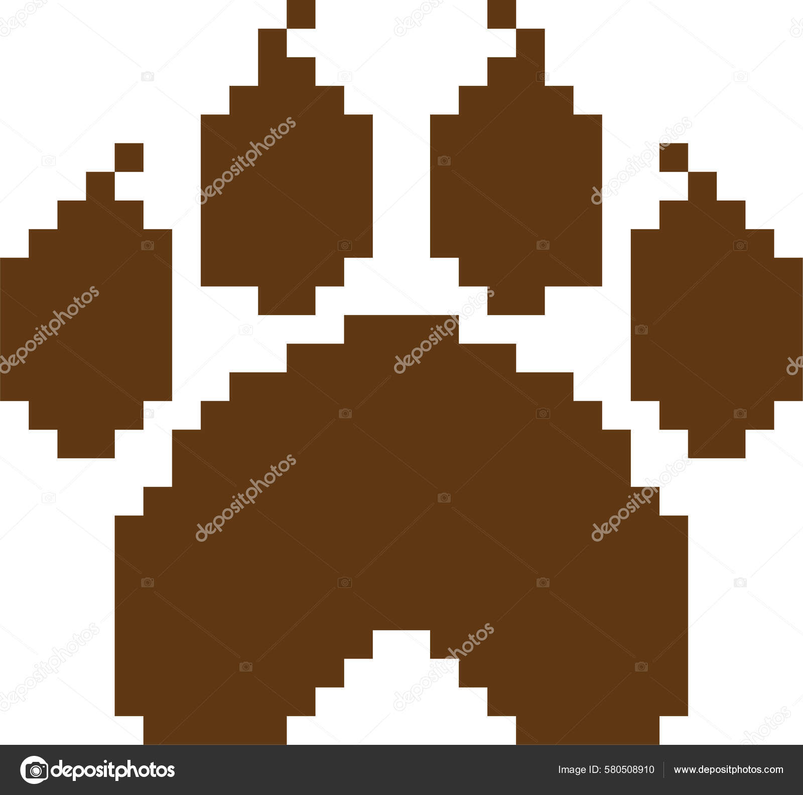 Paw print pixel art vector illustration paw image clip art stock vector