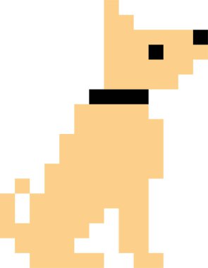 Beyaz arkaplanda bir köpek pikseli resim çizimi