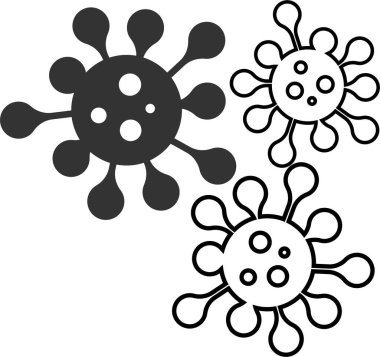 Beyaz zemin üzerinde siyah izole edilmiş bir koronavirüs uyarı işaretinin vektör tasarımı