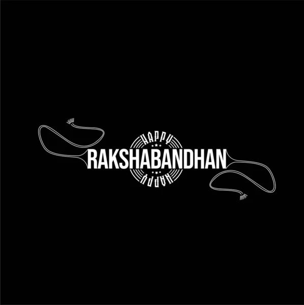 Diseño Vectorial Happy Rakshabandhan Con Tipografía Rakhi Sobre Fondo Negro — Vector de stock