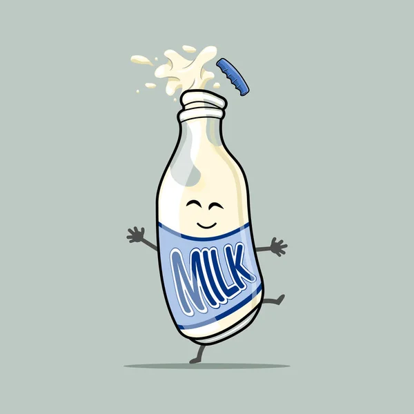 Vector Illustration Cute Milk Bottle Icon — Stock Vector
