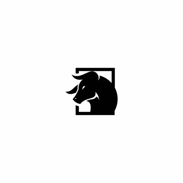 Negro Cabeza Toro Logo Diseño Vector — Archivo Imágenes Vectoriales
