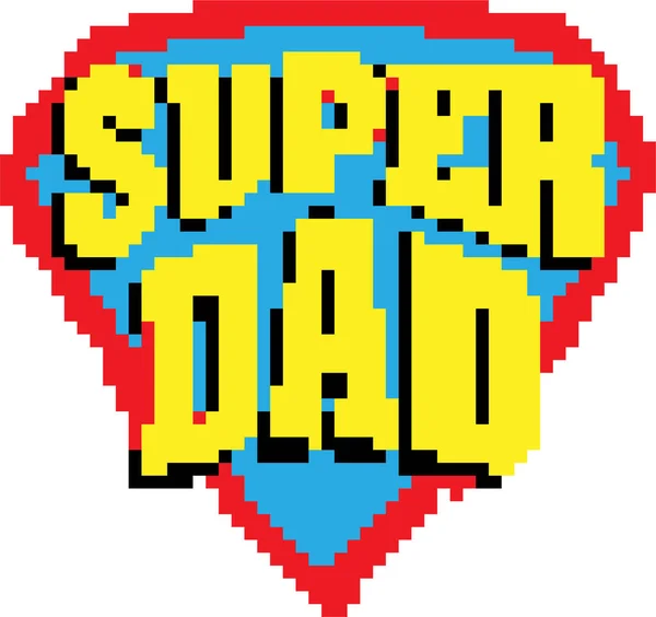 Super Dad Pixel Art Vector Illustration White Background — Stock Vector
