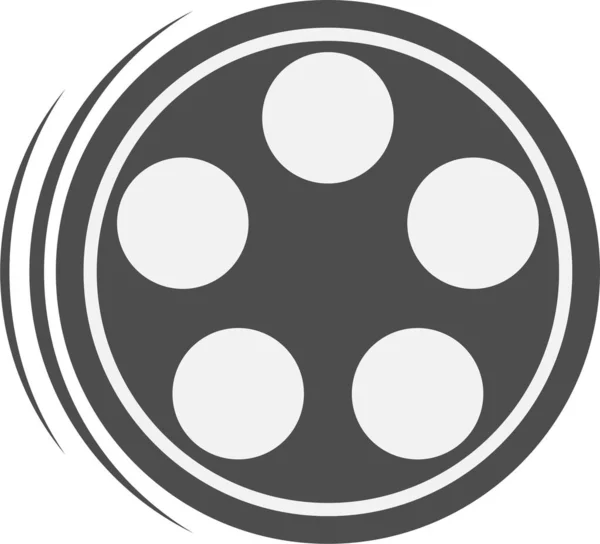 Векторный Дизайн Логотипа Кинокатушки Иконки Воспроизведения Белом Фоне — стоковый вектор
