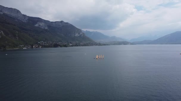 Sailing Boat Learning Sail Annecy Lake France — Video Stock