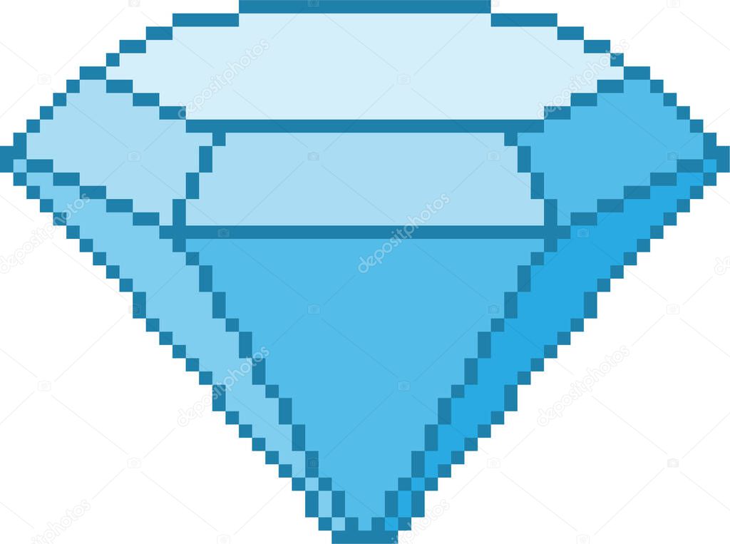 A vector illustration of a pixelated diamond on a white background
