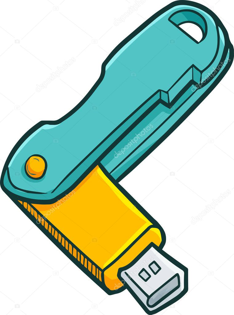 A vector illustration of a colorful USB isolated on a white background