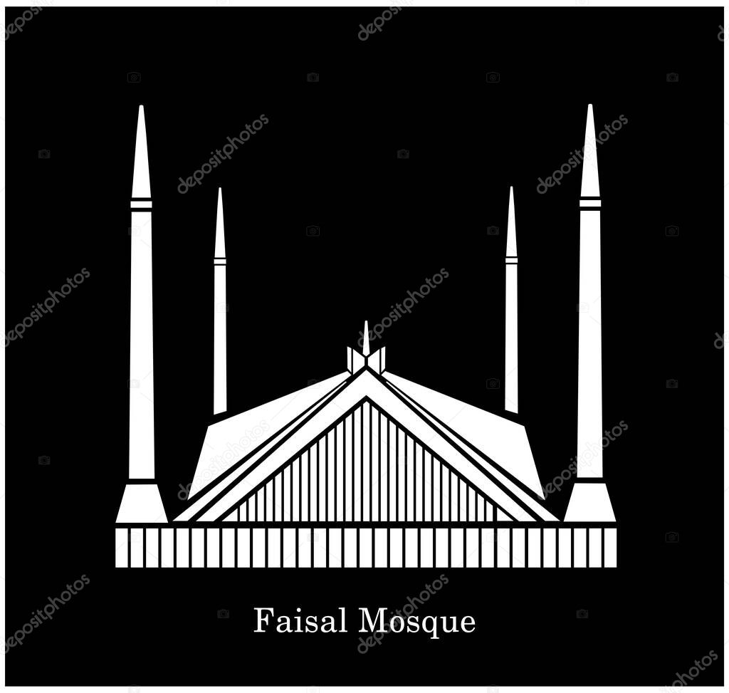 Shah Faisal Masjid vector icon. Faisal Masjid icon. Shah Faisal Masjid vector illustration.