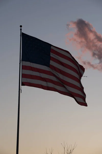 Disparo Vertical Bandera Estadounidense Ondeando Poste —  Fotos de Stock