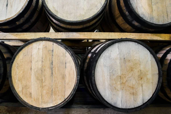 Oak Barrels Stacked Tequila Ready Maturation — 스톡 사진