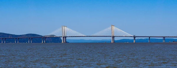 Panoramabild Guvernör Mario Cuomo Bridge Som Sträcker Sig Över Hudsonfloden — Stockfoto